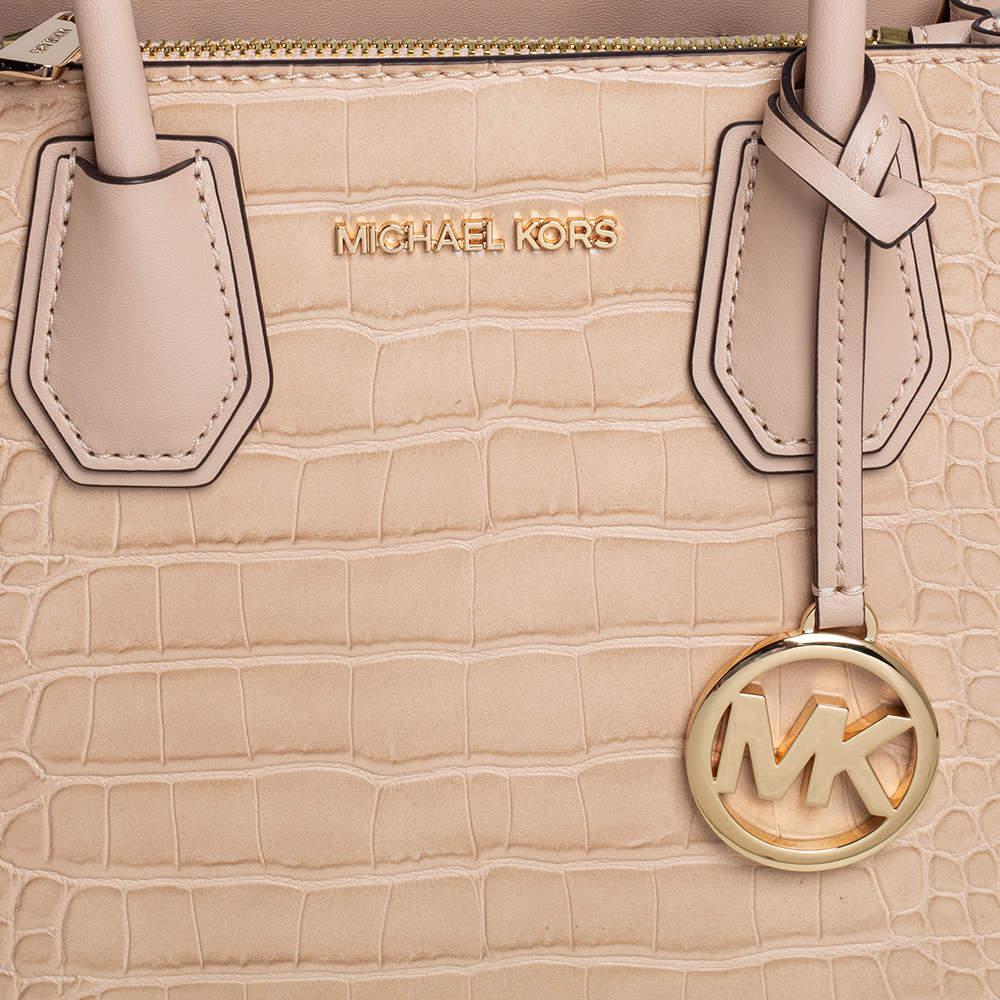 商品Michael Kors|Michael Kors Beige Croc Embossed Leather Mercer Tote,价格¥1724,第7张图片详细描述