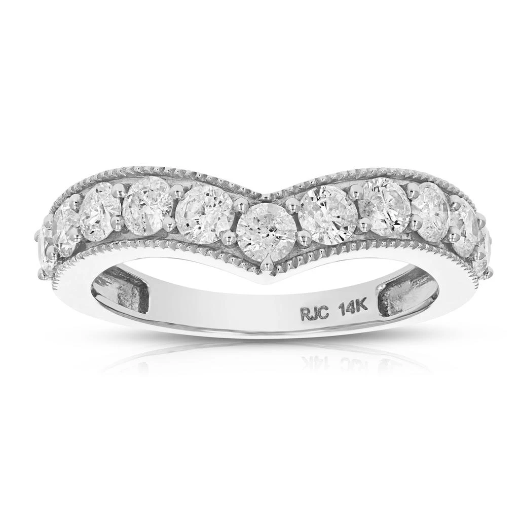 商品Vir Jewels|1/2 cttw V-Shape Diamond Wedding Band with Milgrain 14K White Gold,价格¥3573,第1张图片