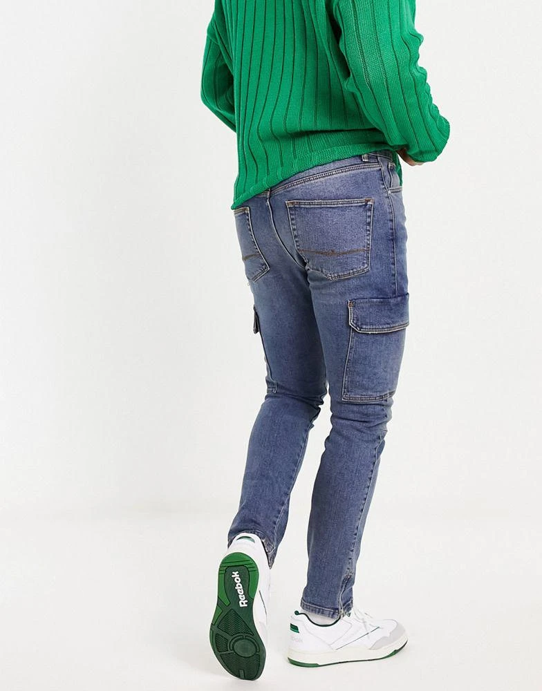 商品ASOS|ASOS DESIGN skinny cargo jeans in mid blue,价格¥206,第4张图片详细描述