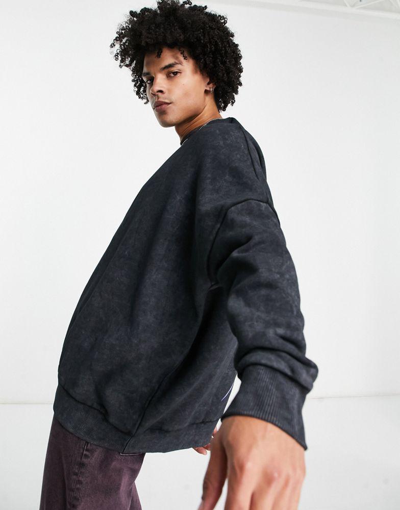 商品ASOS|ASOS DESIGN super oversized sweatshirt in black acid wash with back print,价格¥288,第6张图片详细描述