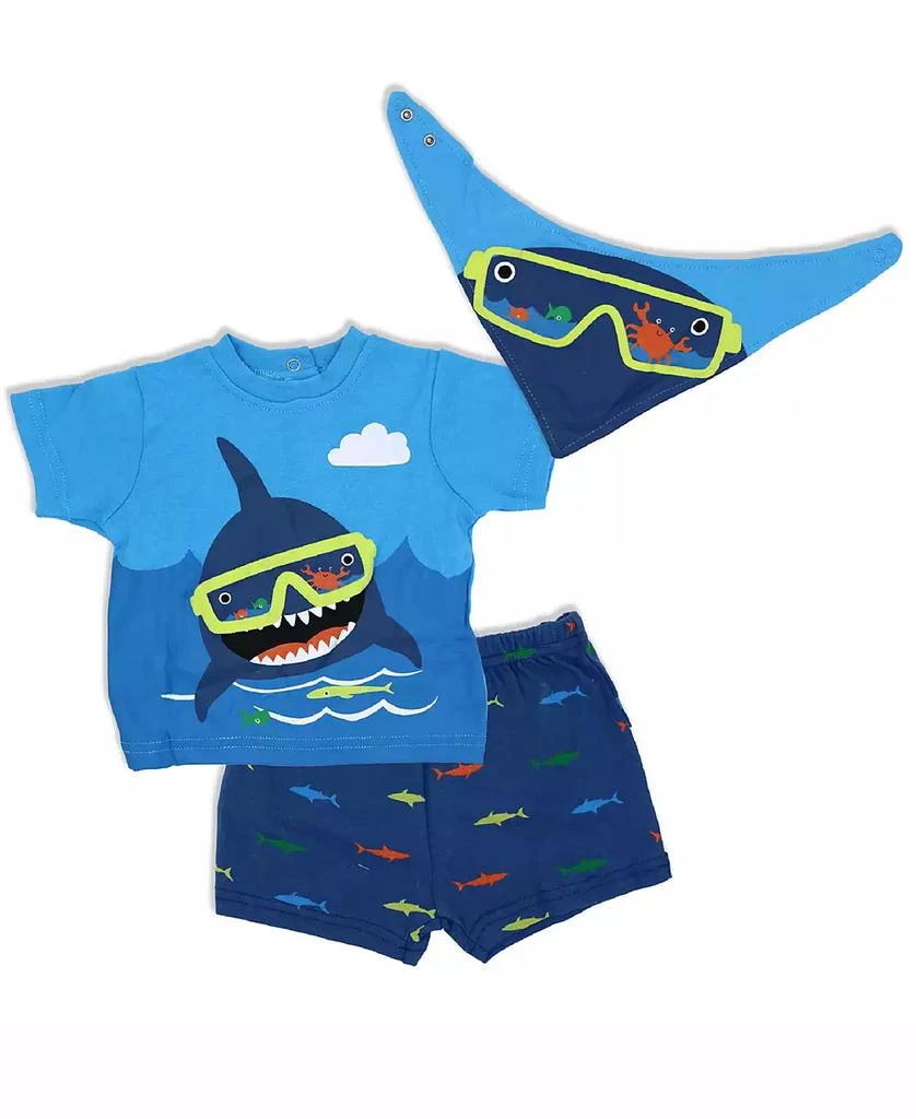 商品Lily & Jack|Baby Boys Shark Shorts, T Shirt and Bib, 3 Piece Set,价格¥202,第1张图片