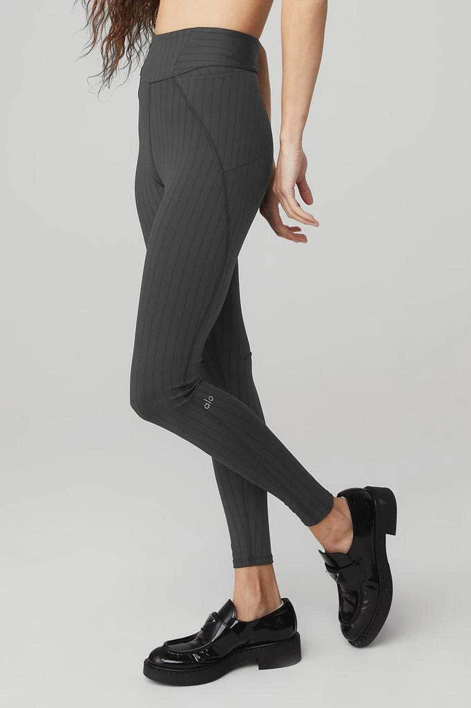 商品Alo|Pinstripe Jacquard Extreme High-Waist Legging - Anthracite/Black,价格¥983,第3张图片详细描述