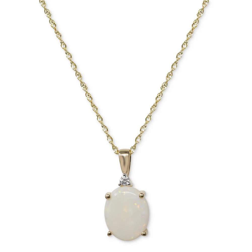 商品Macy's|Opal (1-3/4 ct. tw.) & Diamond Accent Oval Pendant Necklace in 14k Gold, 16" + 2" extender,价格¥17312,第1张图片