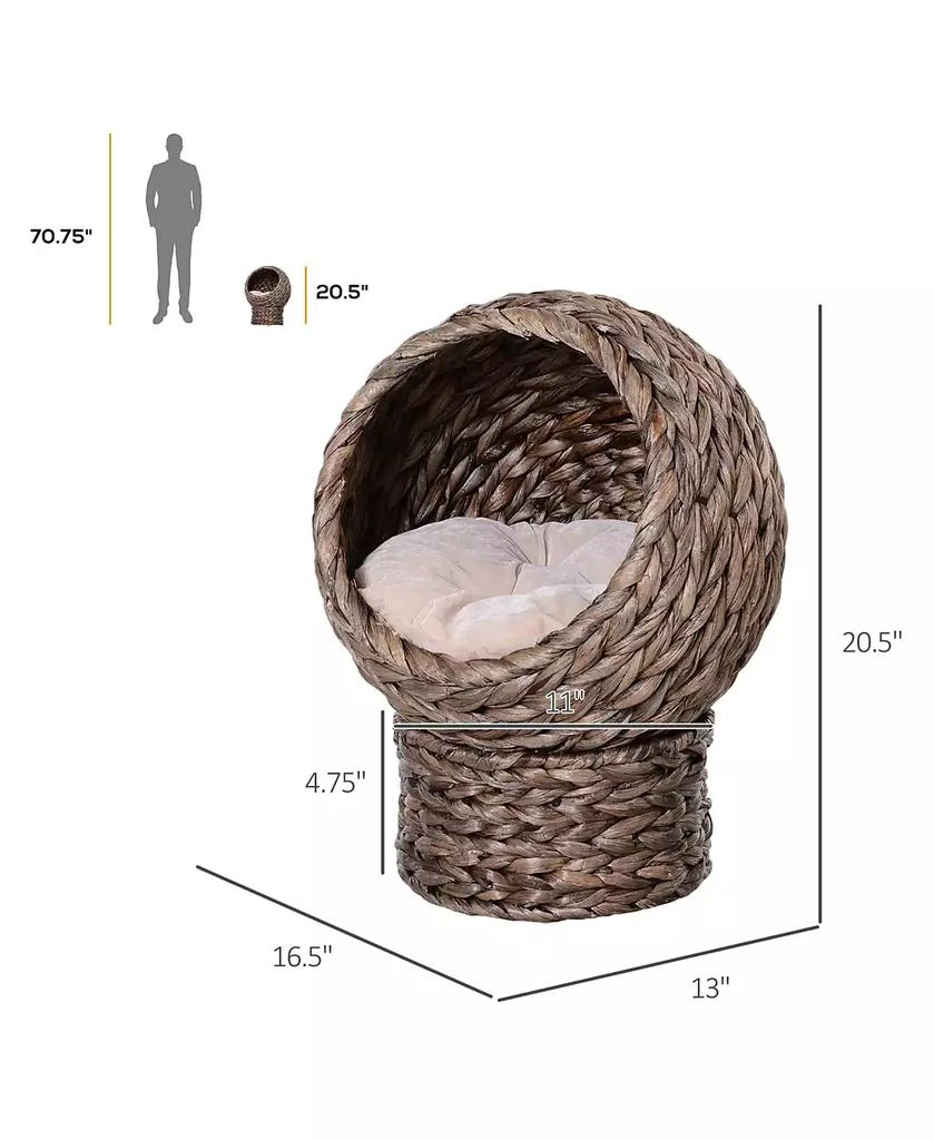 商品PawHut|20" Natural Braided Elevated Cat Bed Basket House Chair Dark Brown,价格¥497,第3张图片详细描述