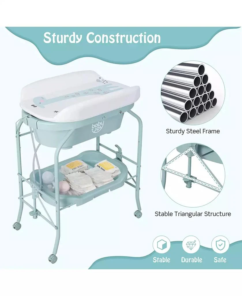 Baby Changing Table with Bathtub, Folding & Portable Diaper Station with Wheels 商品