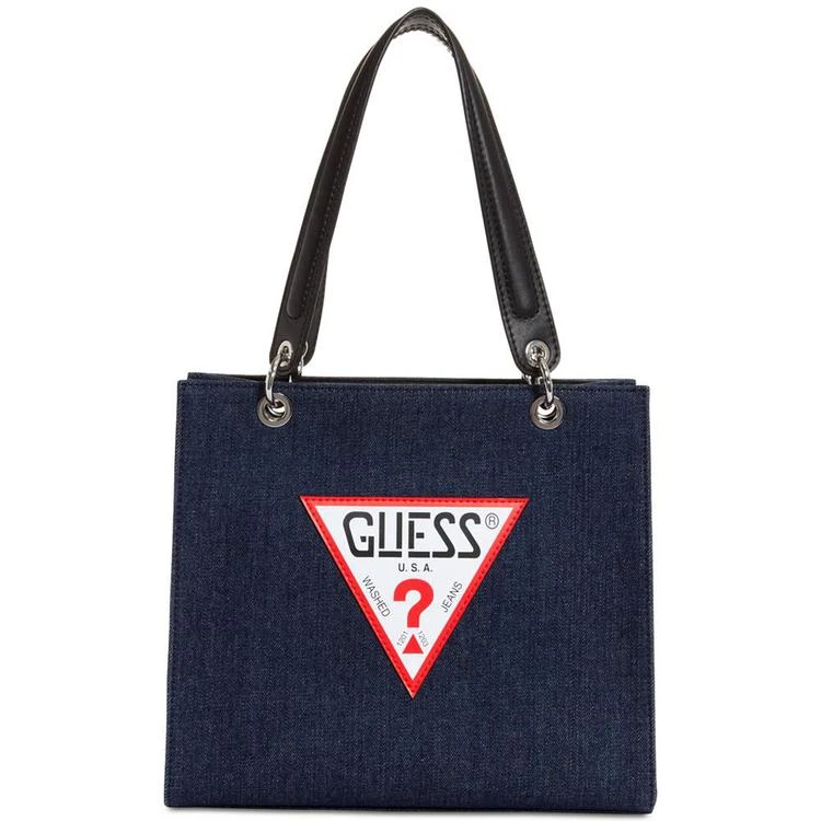 商品GUESS|Varsity Pop Denim Logo Tote,价格¥388,第1张图片
