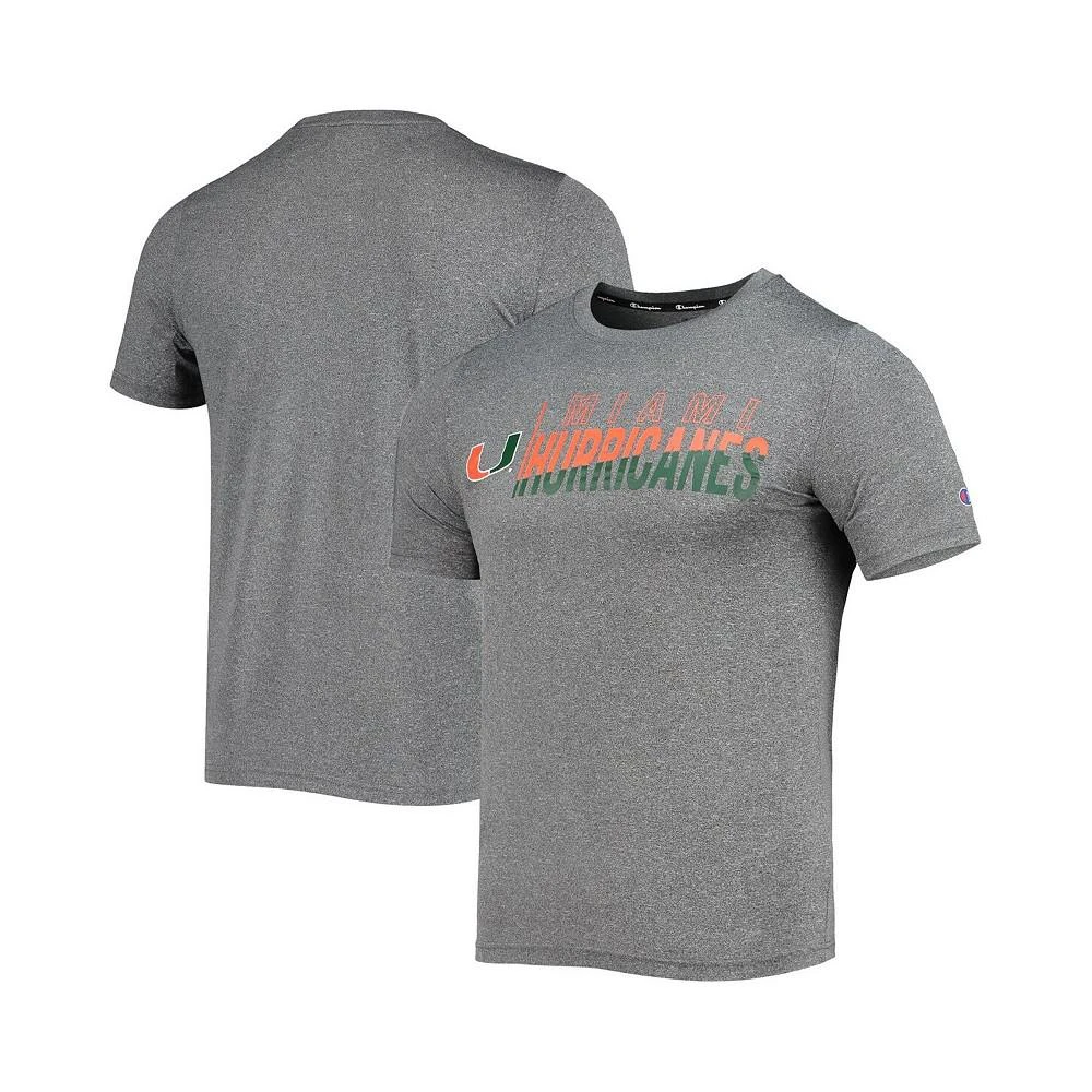 商品CHAMPION|Men's Gray Miami Hurricanes Slash Stack T-shirt,价格¥187,第1张图片