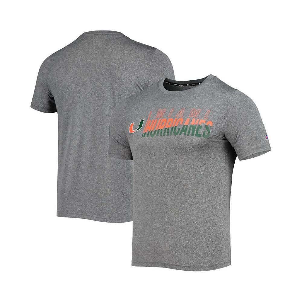 商品CHAMPION|Men's Gray Miami Hurricanes Slash Stack T-shirt,价格¥180,第1张图片