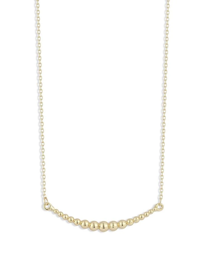 商品Moon & Meadow|14K Yellow Gold Graduated Bead Curved Bar Necklace, 17-18",价格¥3334,第1张图片