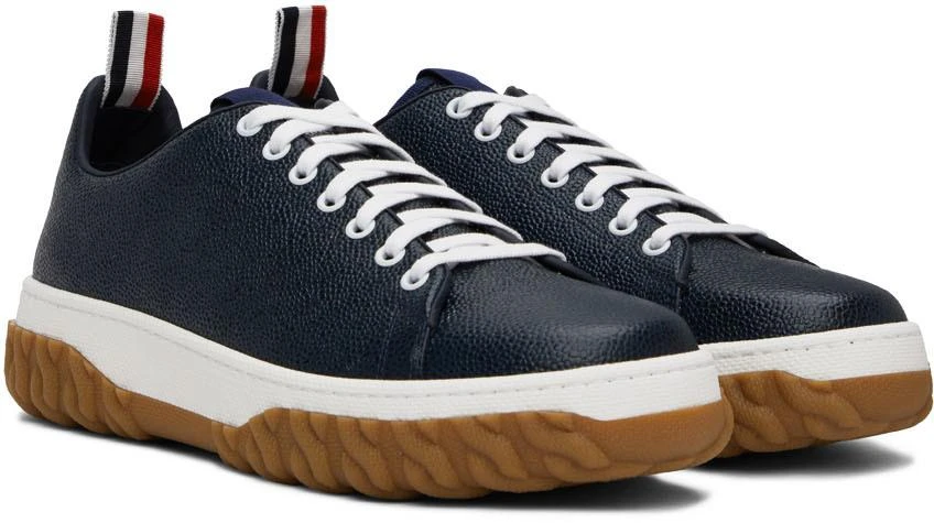 商品Thom Browne|Navy Cable Knit Court Low-Top Sneakers,价格¥2868,第4张图片详细描述