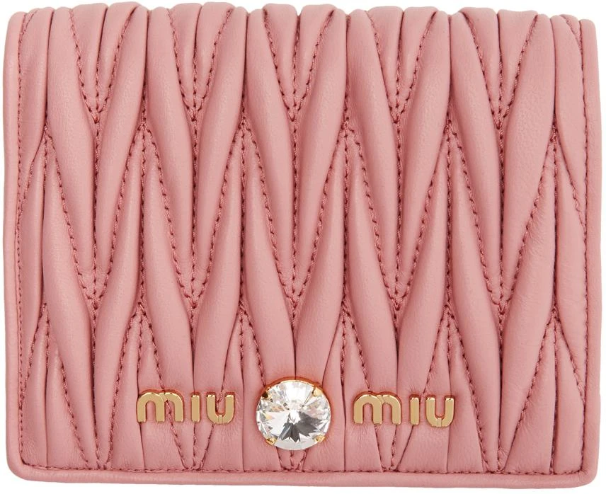 商品Miu Miu|Pink Quilted Crystal Wallet,价格¥3742,第1张图片