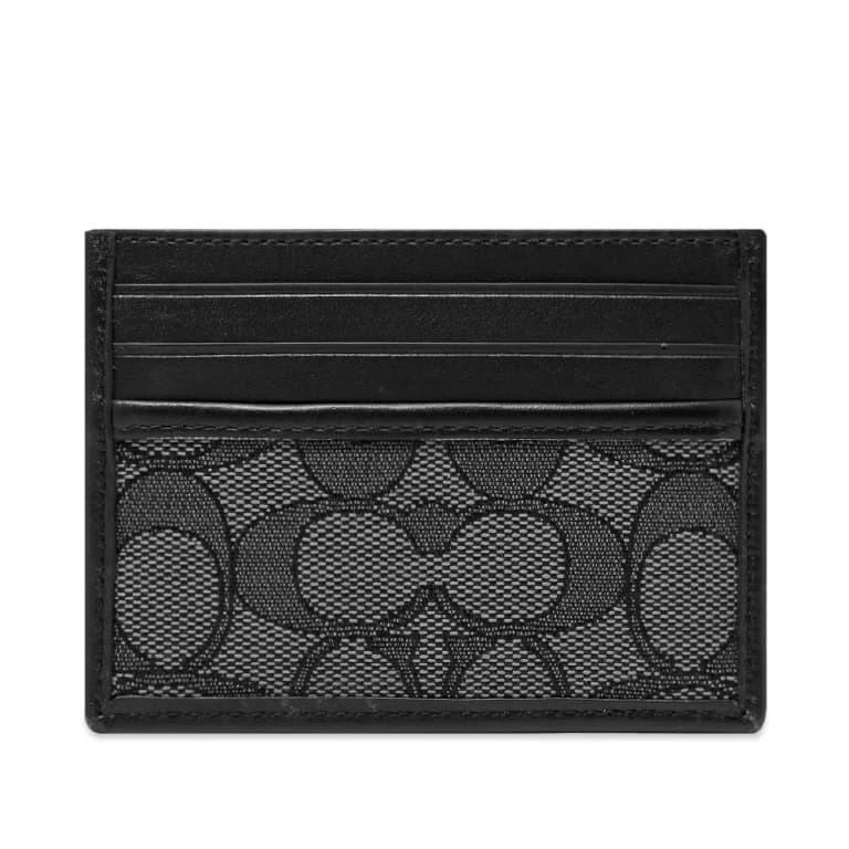 商品Coach|Signature Jacquard Card Case In Smoke/Black,价格¥296,第1张图片