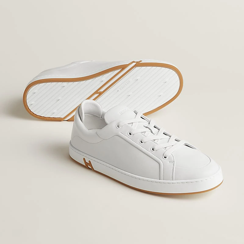 商品Hermes|Hermes/爱马仕 男士白色小牛皮/山羊皮休闲运动鞋,价格¥6558,第1张图片