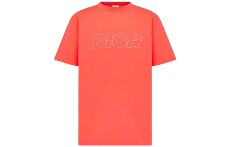 商品[国内直发] Dior|迪奥 SS22 纯色字母圆领宽松短袖T恤 男款 橙色,价格¥3024,第1张图片