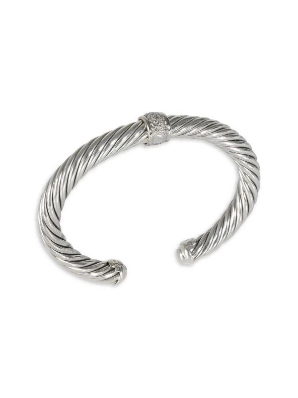 商品[二手商品] David Yurman|David Yurman Cable Classic Bracelet In 18K White Gold/Sterling Silver 0.22 Ctw,价格¥8396,第1张图片