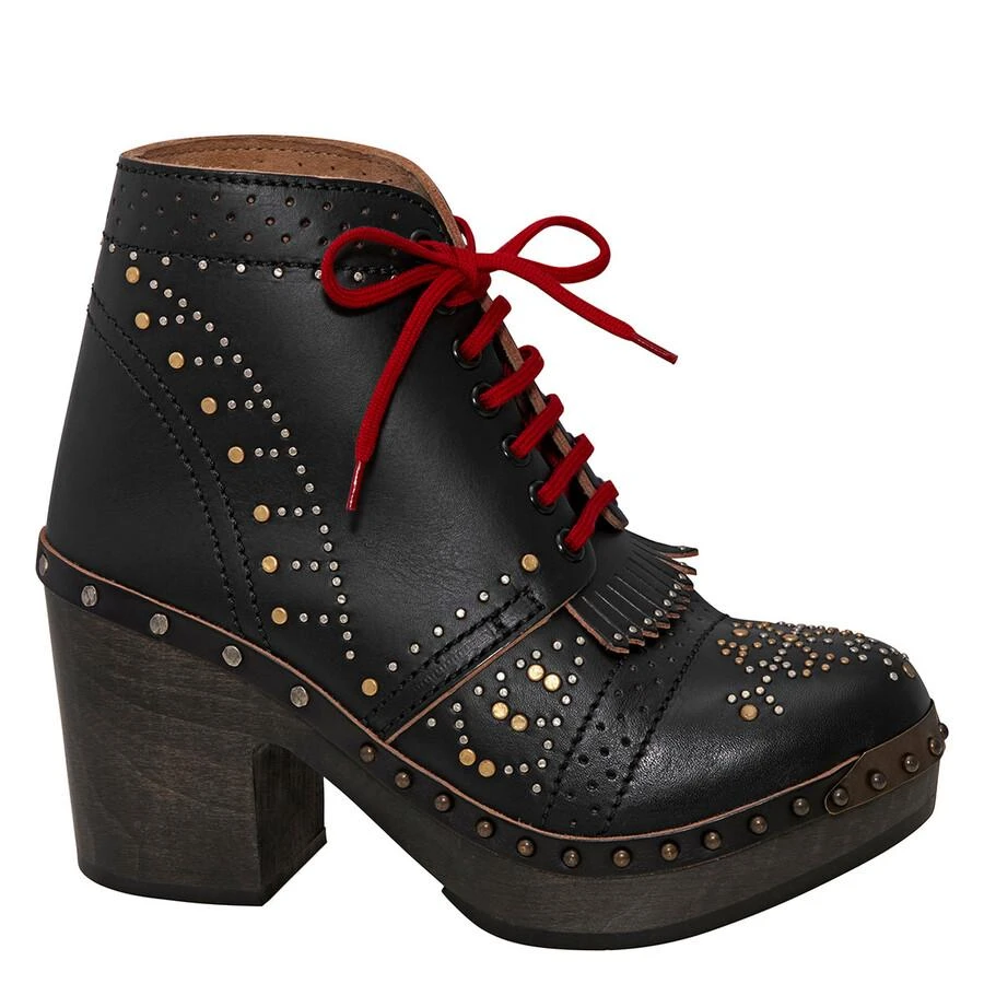 商品Burberry|Riveted Antrim Leather Block-heel Clog Boots,价格¥1298,第1张图片
