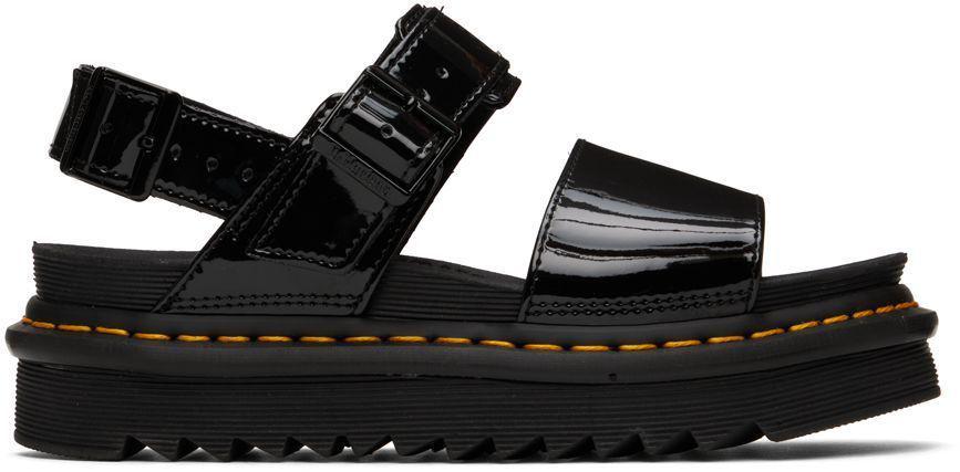 商品Dr. Martens|Black Patent Leather Voss Sandals,价格¥786,第1张图片