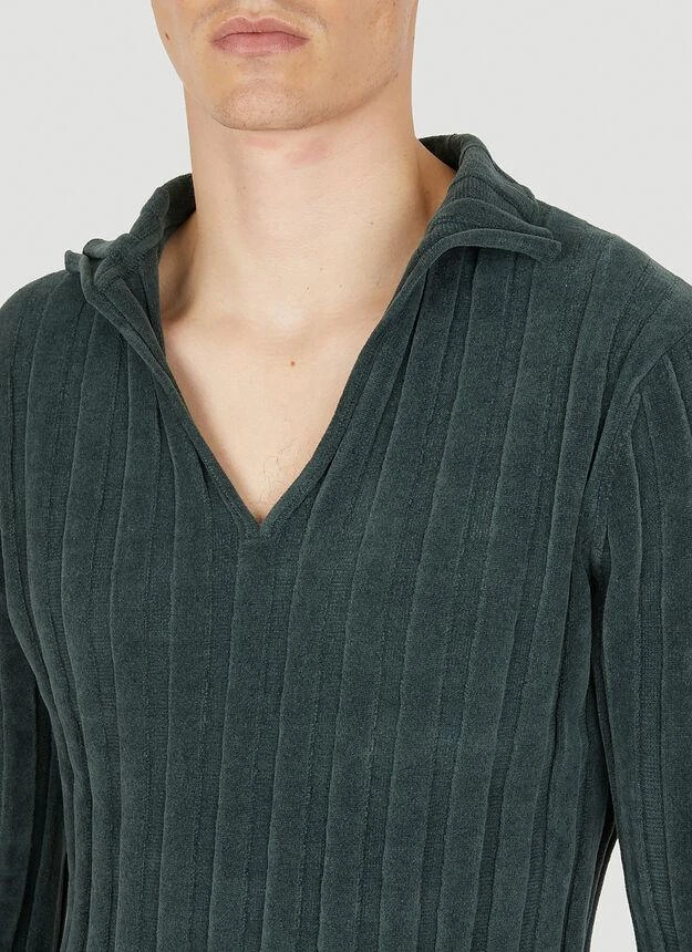 商品Acne Studios|Velour Polo Top in Green,价格¥2840,第5张图片详细描述