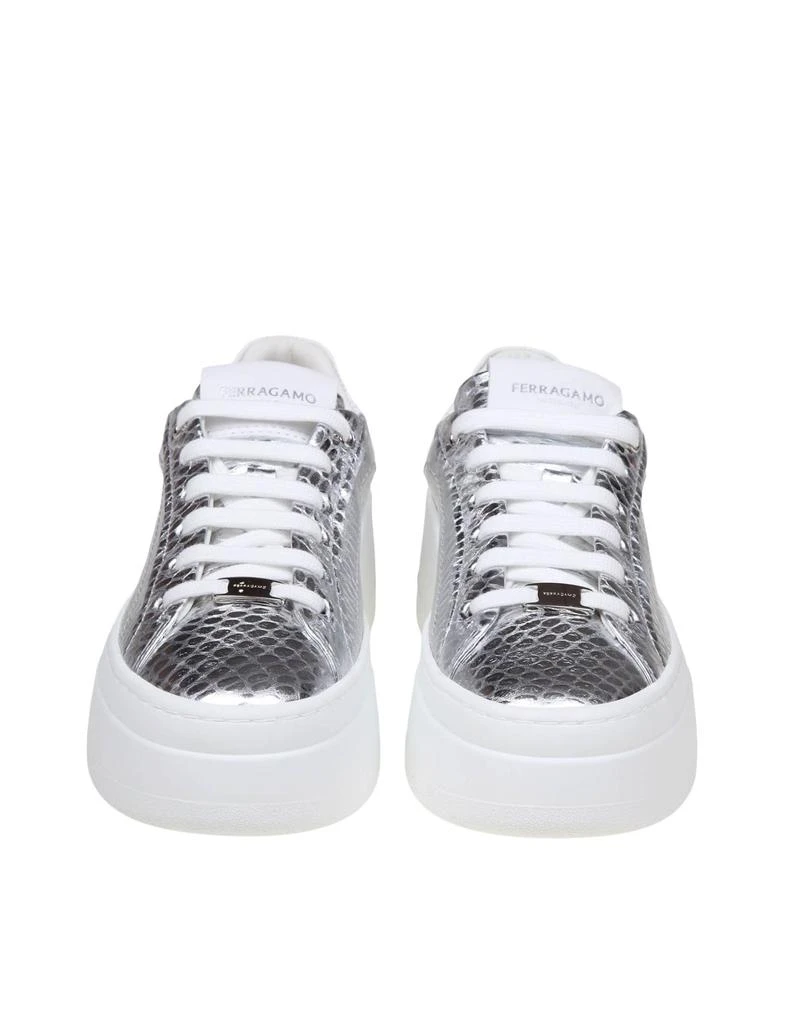 商品Salvatore Ferragamo|Sneakers Dahlia In Pelle Colore Argento,价格¥3620,第3张图片详细描述