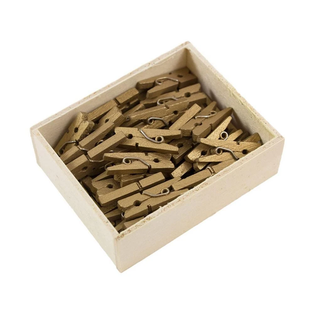 商品JAM Paper|Wood Clothing Pin Clips - Small - 0.88" - 50 Per Pack,价格¥109,第1张图片