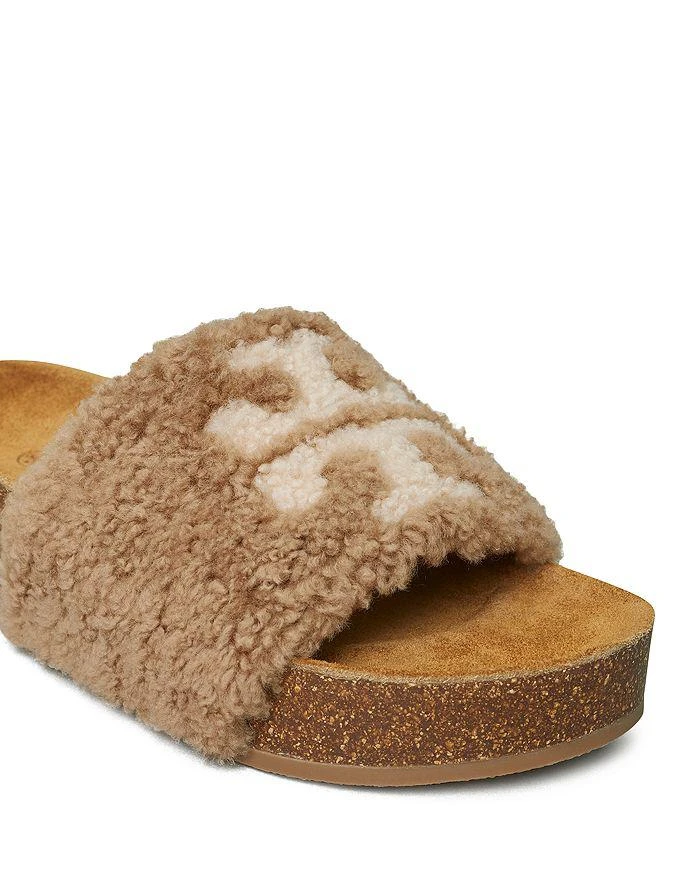 商品Tory Burch|Women's Double T Shearling Flatform Slide Sandals,价格¥669,第3张图片详细描述