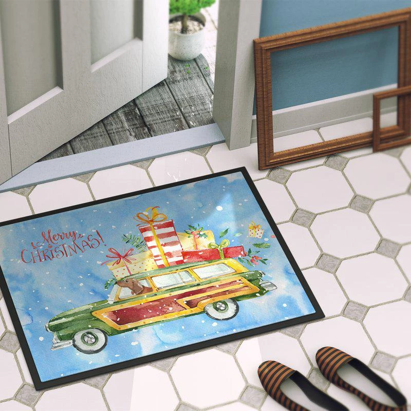 商品Caroline's Treasures|24 in x 36 in Merry Christmas Red Dachshund Door Mat Indoor/Outdoor,价格¥309,第2张图片详细描述