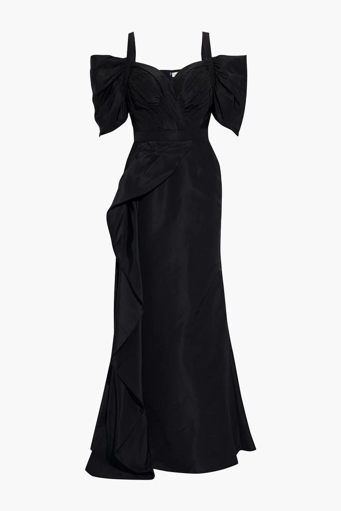 商品Alexander McQueen|Cold-shoulder pleated draped silk-faille gown,价格¥22233,第1张图片