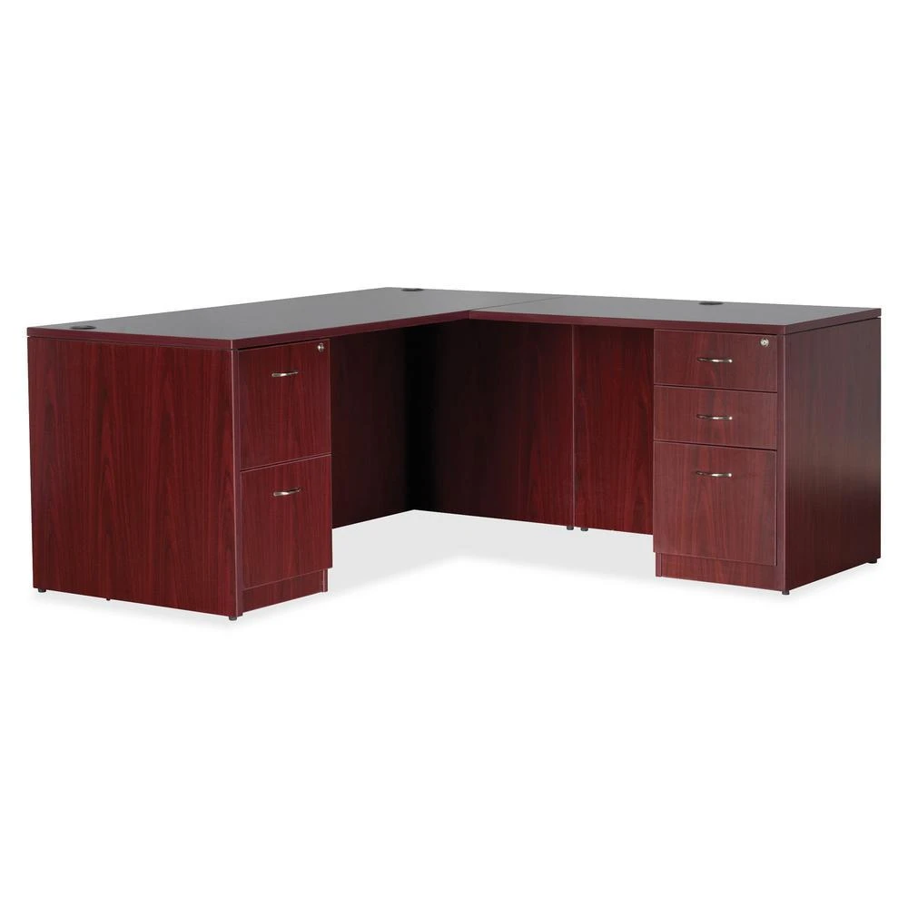商品Lorell|Essentials Series Rectangular Desk Shell - 66.1" x 29.5" x 1" x 29.5" - Finish: Laminate, Mahogany - Grommet, Modesty Panel, Durable, Adjustable Feet,价格¥4258,第2张图片详细描述
