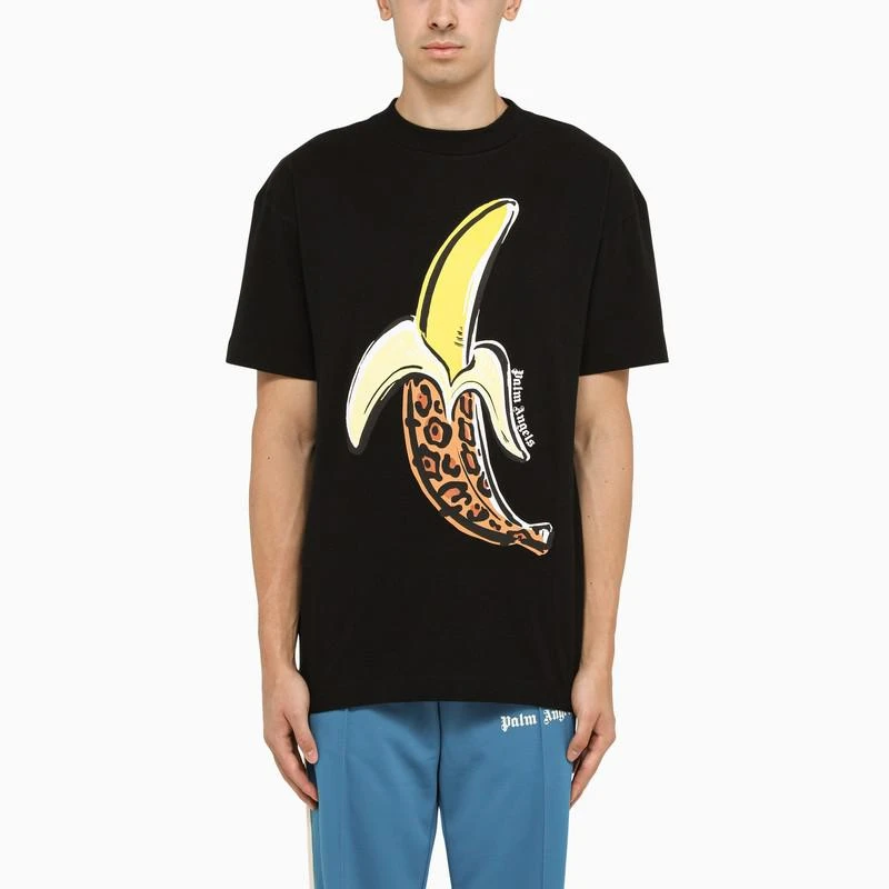 商品Palm Angels|Black t-shirt with a Banana print,价格¥925,第1张图片