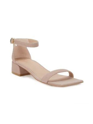 商品Stuart Weitzman|女式 Nudist June 绒面革粗跟凉鞋,价格¥1200,第2张图片详细描述