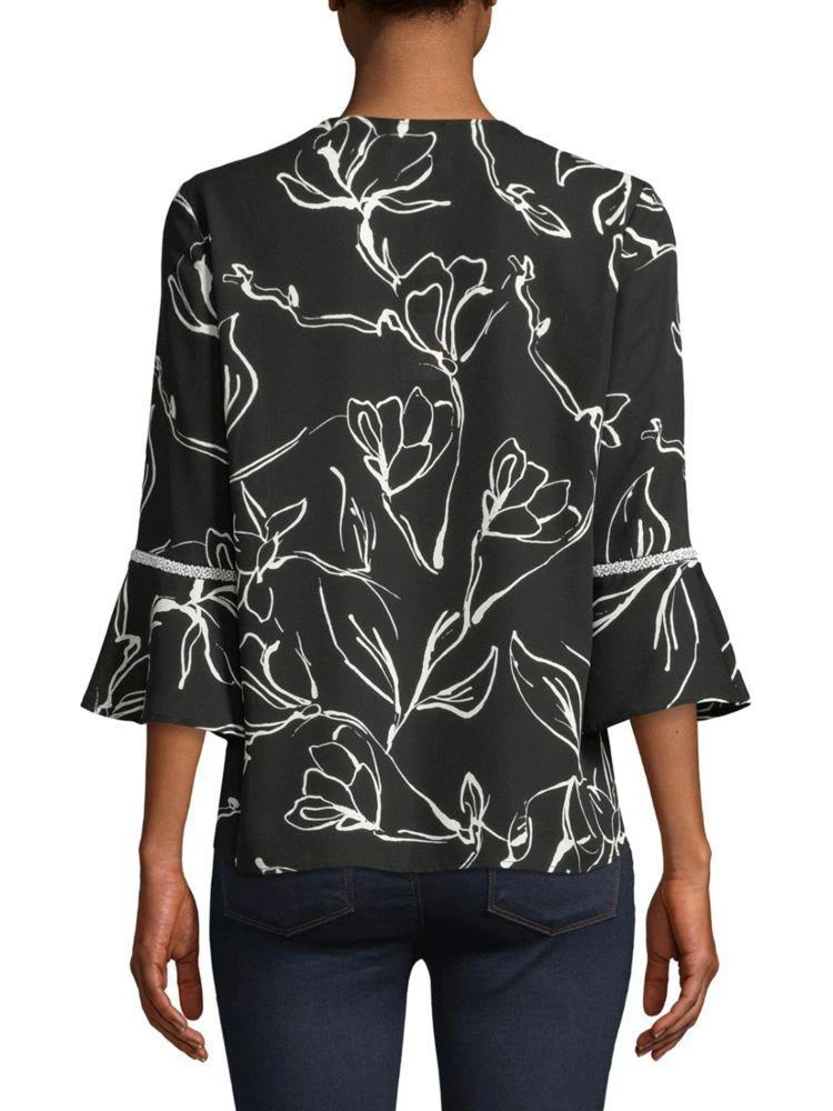 商品Karl Lagerfeld Paris|Printed Beaded V-Neck Bell-Sleeve Top,价格¥362,第2张图片详细描述