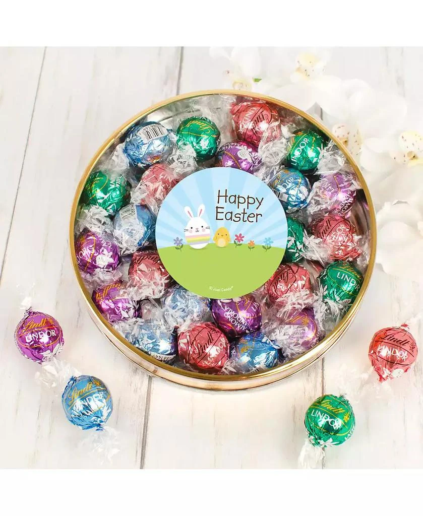 商品Just Candy|Easter Candy Gift Tin with Chocolate Lindor Truffles by Lindt Large Plastic Tin with Sticker, 24 Pieces,价格¥261,第1张图片