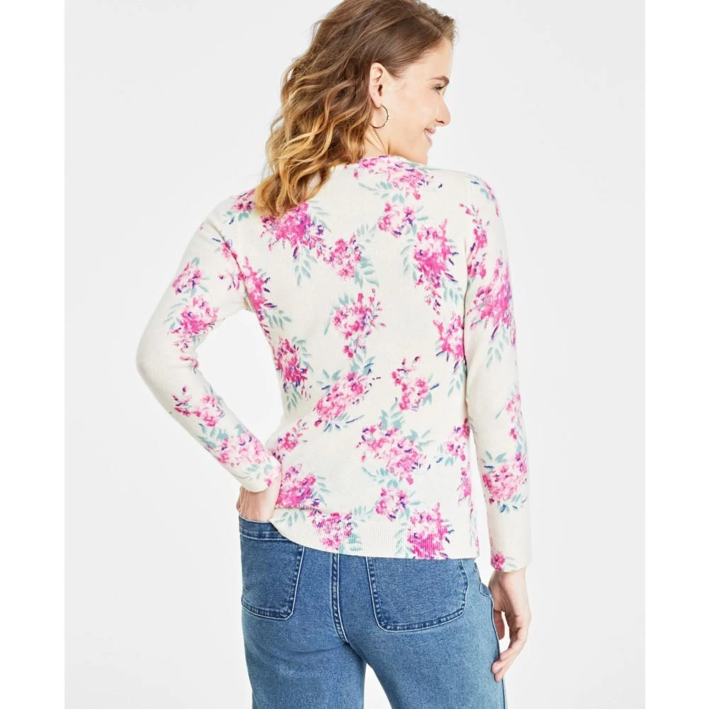 商品Charter Club|Women's 100% Cashmere Floral Crewneck Sweater, Created for Macy's,价格¥394,第2张图片详细描述