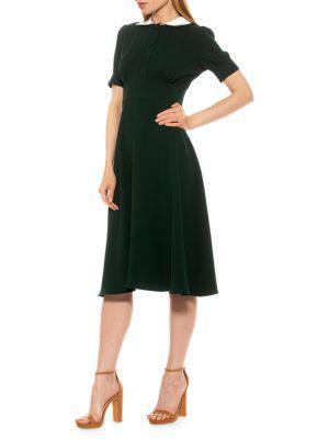 商品ALEXIA ADMOR|Contrast-Collar Flare Dress,价格¥538-¥574,第5张图片详细描述