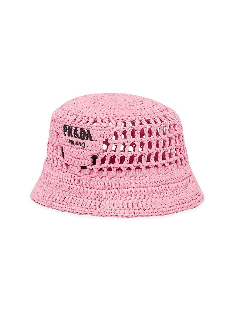キャップ PRADA Embroidered Raffia Bucket Hat Prada Raffia Bucket Hat - Hats - Free Shipping - BeyondStyle