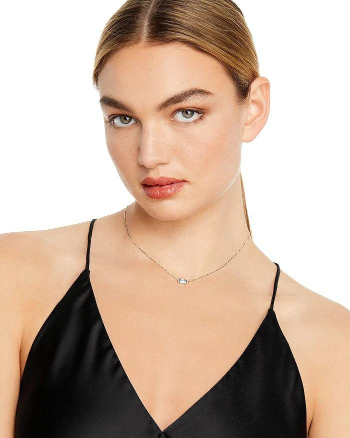 商品Bloomingdale's|Blue Topaz & Diamond Accent Bar Necklace in 14K White Gold, 16-18" - 100% Exclusive,价格¥3409,第3张图片详细描述