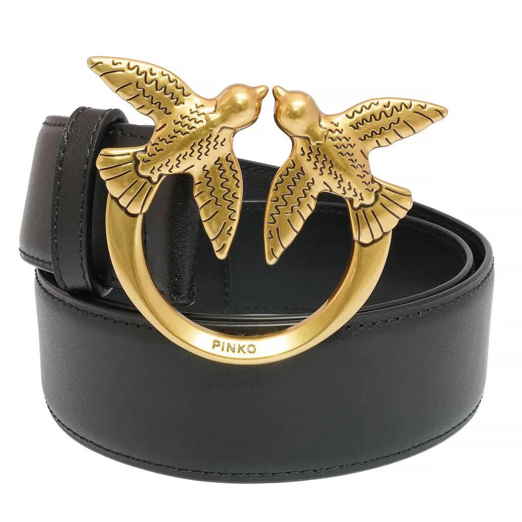 商品PINKO|Pinko Love Birds Leather Belt In Black, Size Small,价格¥746,第1张图片