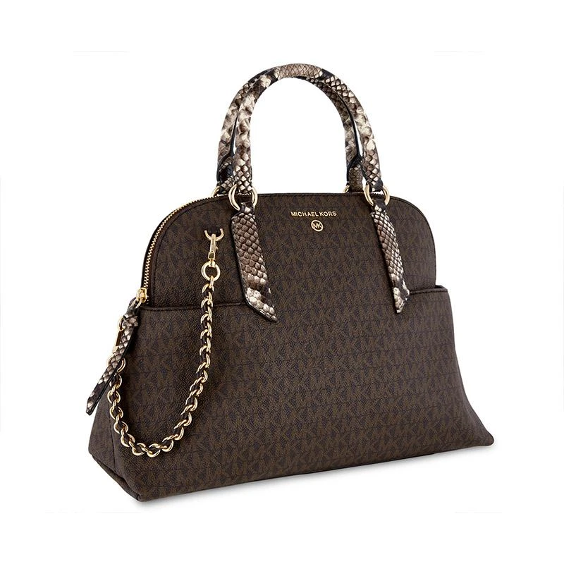 商品[国内直发] Michael Kors|迈克·科尔斯MICHAEL KORS MK女包专柜款ELSONPVC配皮深棕配粉色单肩手提包30F0G1ES3B BRN SFTPINK,价格¥1730,第3张图片详细描述
