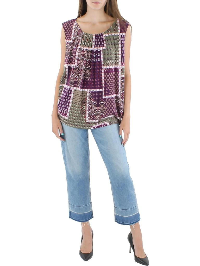 商品Calvin Klein|Plus Womens Printed Round-Neck Pullover Top,价格¥302,第1张图片详细描述