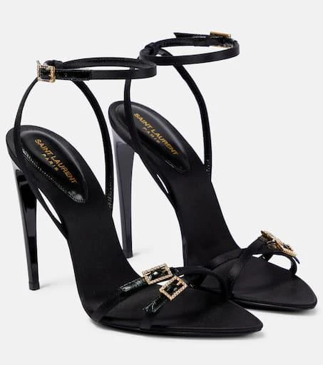 商品Yves Saint Laurent|Cassie 110绉纱缎布高跟凉鞋,价格¥9553,第1张图片