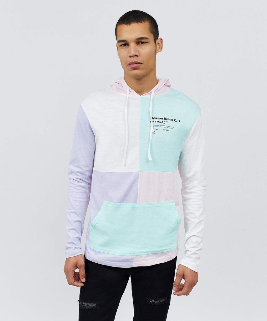 商品Reason Clothing|Color Block Long Sleeve Light Pastel Hoodie,价格¥74,第7张图片详细描述