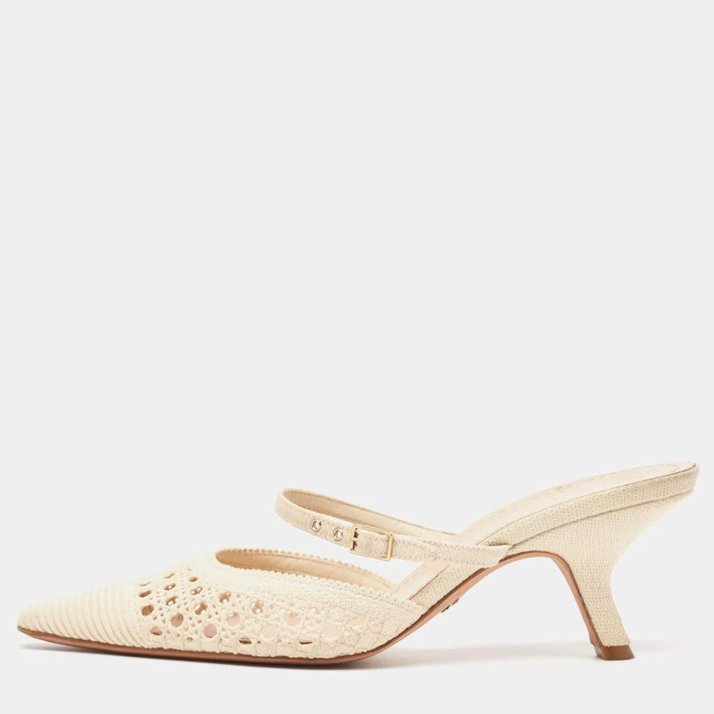 商品[二手商品] Dior|Dior Cream Embroidered Mesh Dior Capture Mules Size 39,价格¥2985,第1张图片