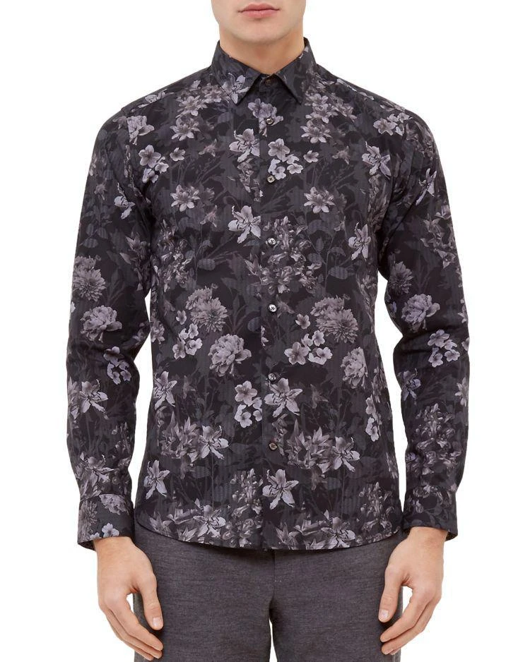 商品Ted Baker London|Konkord Flower Print Regular Fit Button-Down Shirt,价格¥726,第1张图片