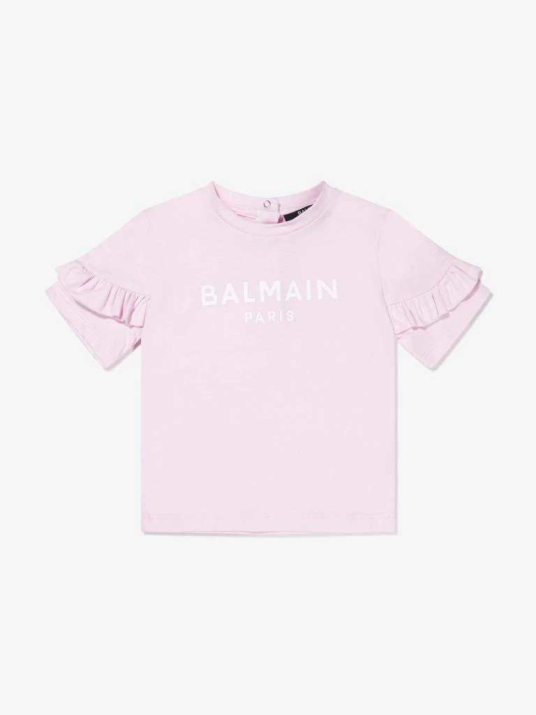 商品Balmain|Balmain Pink Baby Girls Logo Print T-Shirt,价格¥1449,第3张图片详细描述