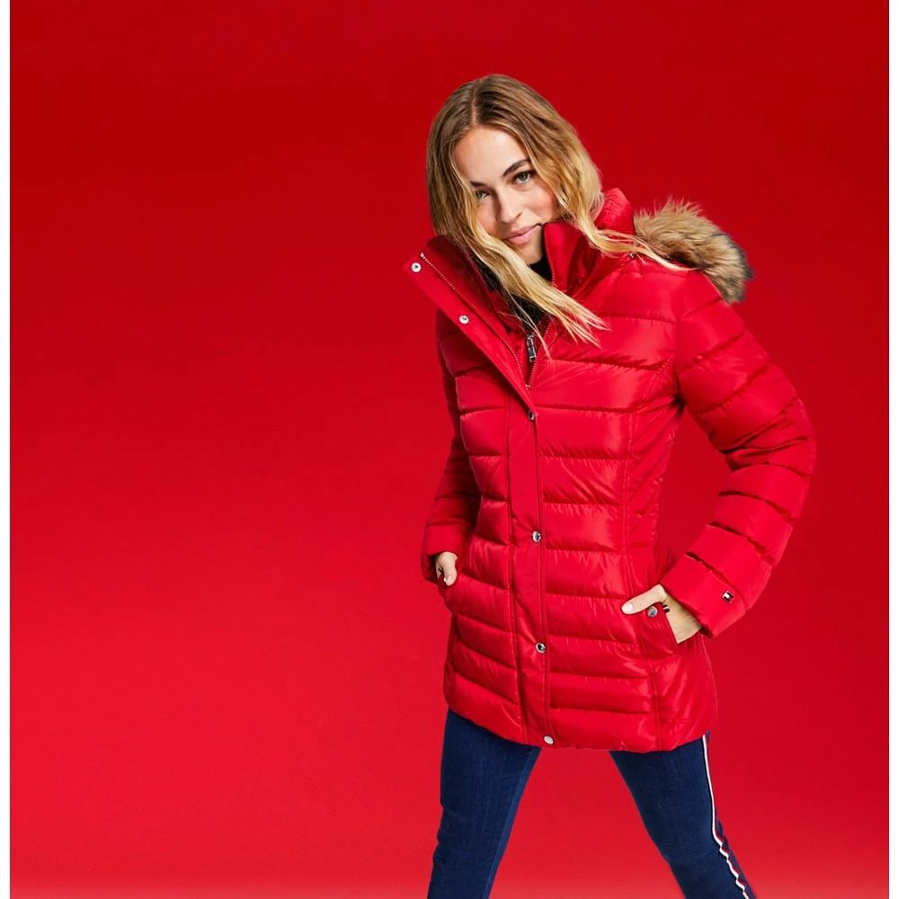 商品Tommy Hilfiger|Women's Faux-Fur-Trim Hooded Puffer Coat, Created for Macy's,价格¥649,第3张图片详细描述