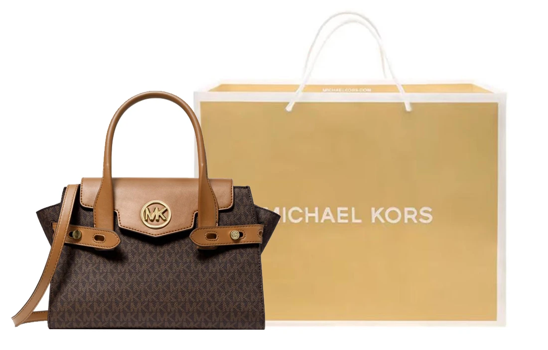 商品[国内直发] Michael Kors|迈克高仕 MK Carmen 通勤时尚经典老花满印拼色 帆布 手提单肩斜挎包 女款 棕拼色,价格¥1670,第6张图片详细描述