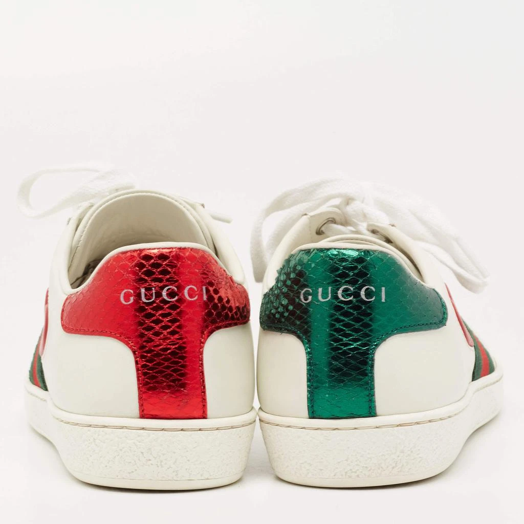 商品[二手商品] Gucci|Gucci White Leather Ace Web Heart Detail Lace Up Low Top Sneaker Size 35.5,价格¥3651,第5张图片详细描述