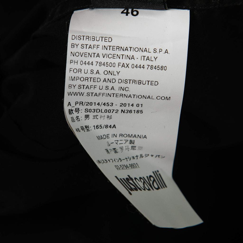 Just Cavalli Black Cotton Button Front Long-Sleeve Shirt S商品第8张图片规格展示