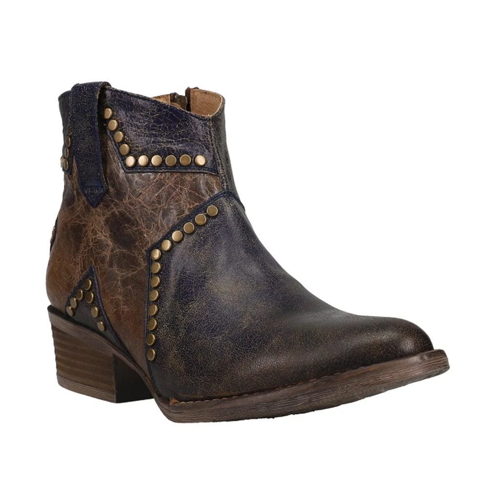 商品Corral Boots|Q5025 Blue Star Inlay & Studs Ankle Zippered Booties,价格¥379,第2张图片详细描述