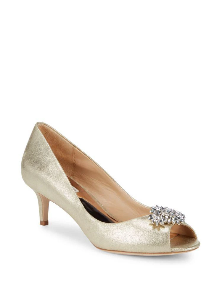 商品Badgley Mischka|Nakita II Kitten Heel Peep Toe Pumps,价格¥710,第2张图片详细描述